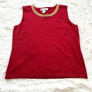 Judith Hart Women Top Sweater Vest Silk Blend Medium Red Career Old Money 13515x